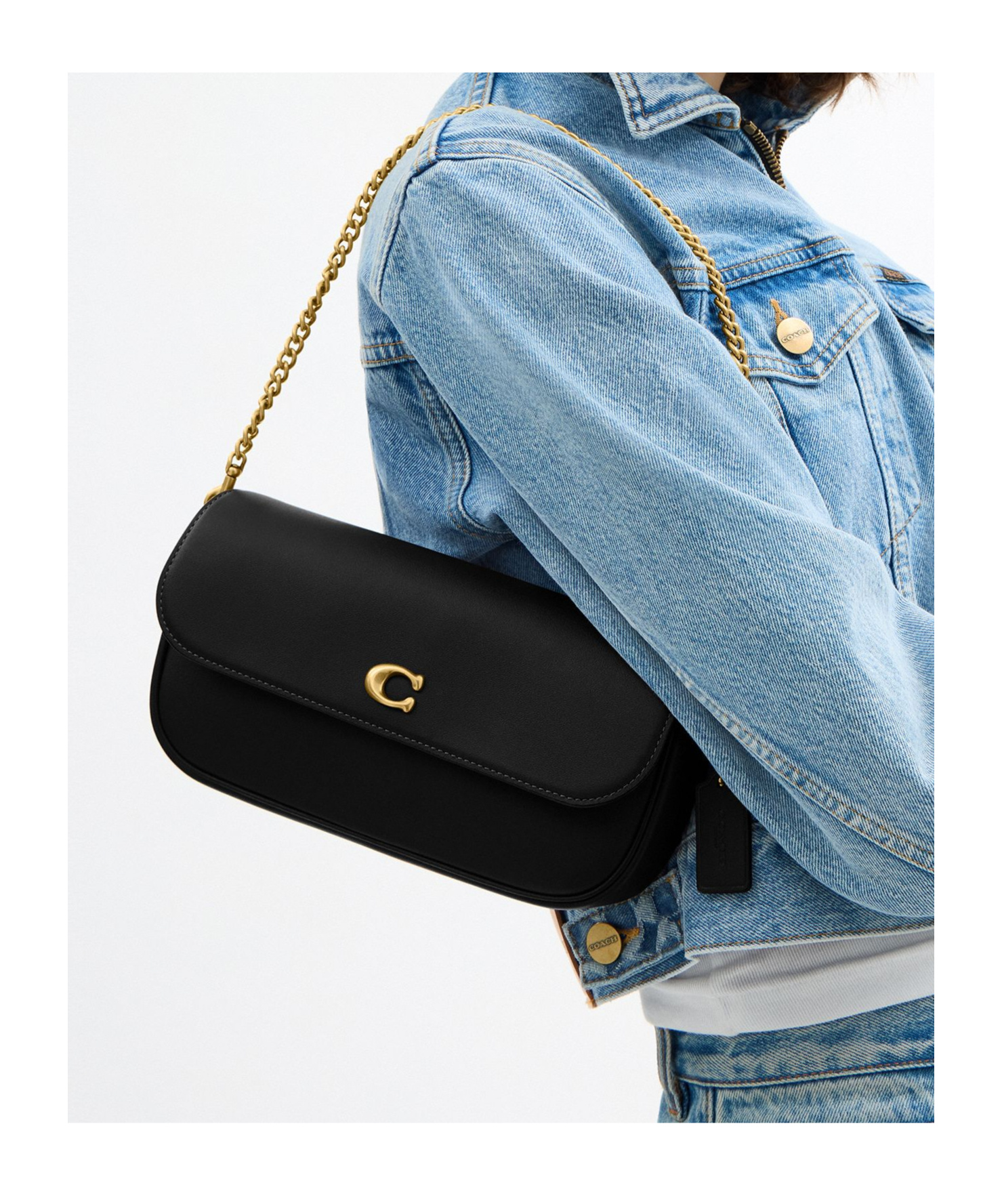 Coach Brook Flap Chain Bag In Black