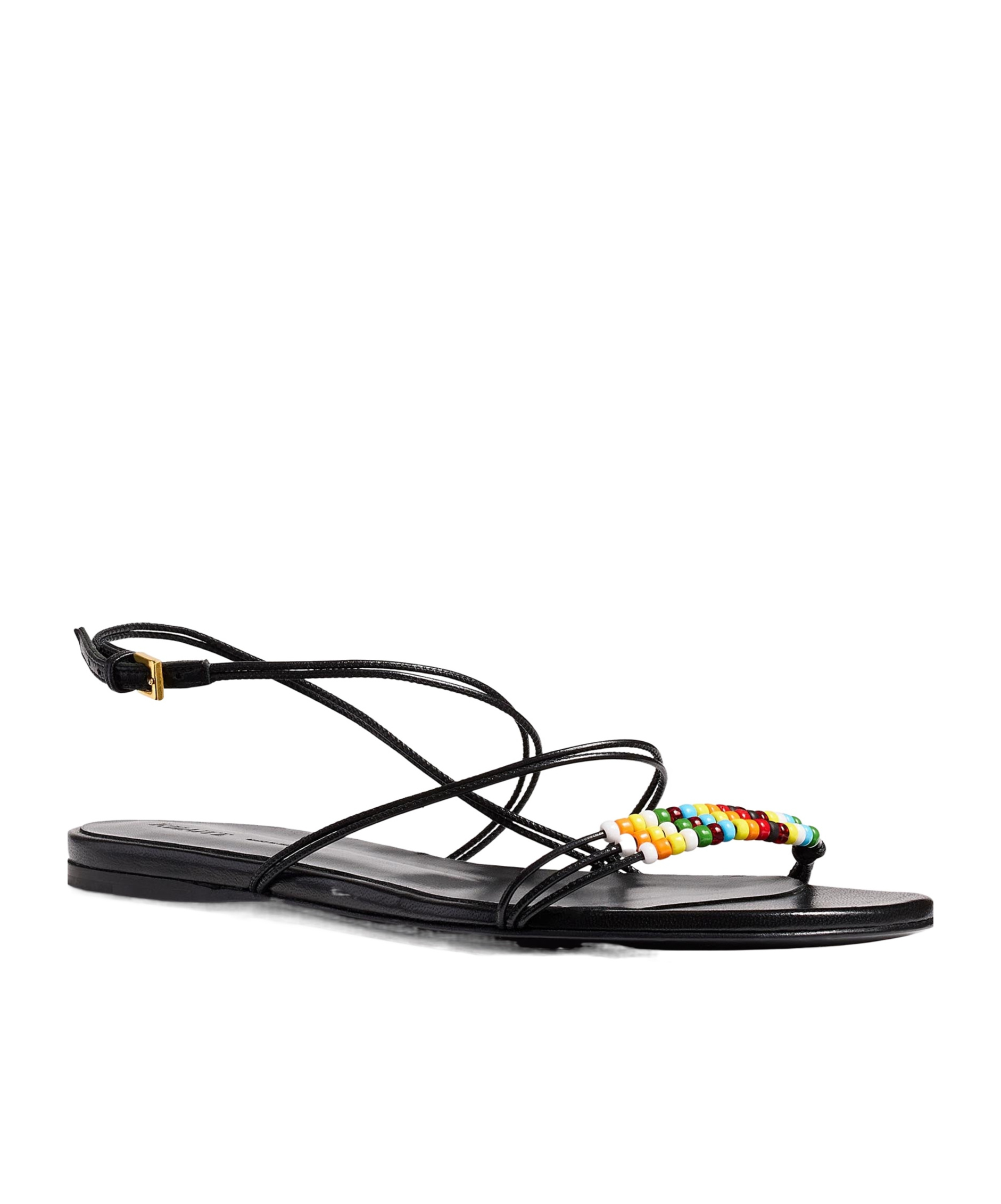 Khaite Loop Flat Sandals With Beads Black In Multi