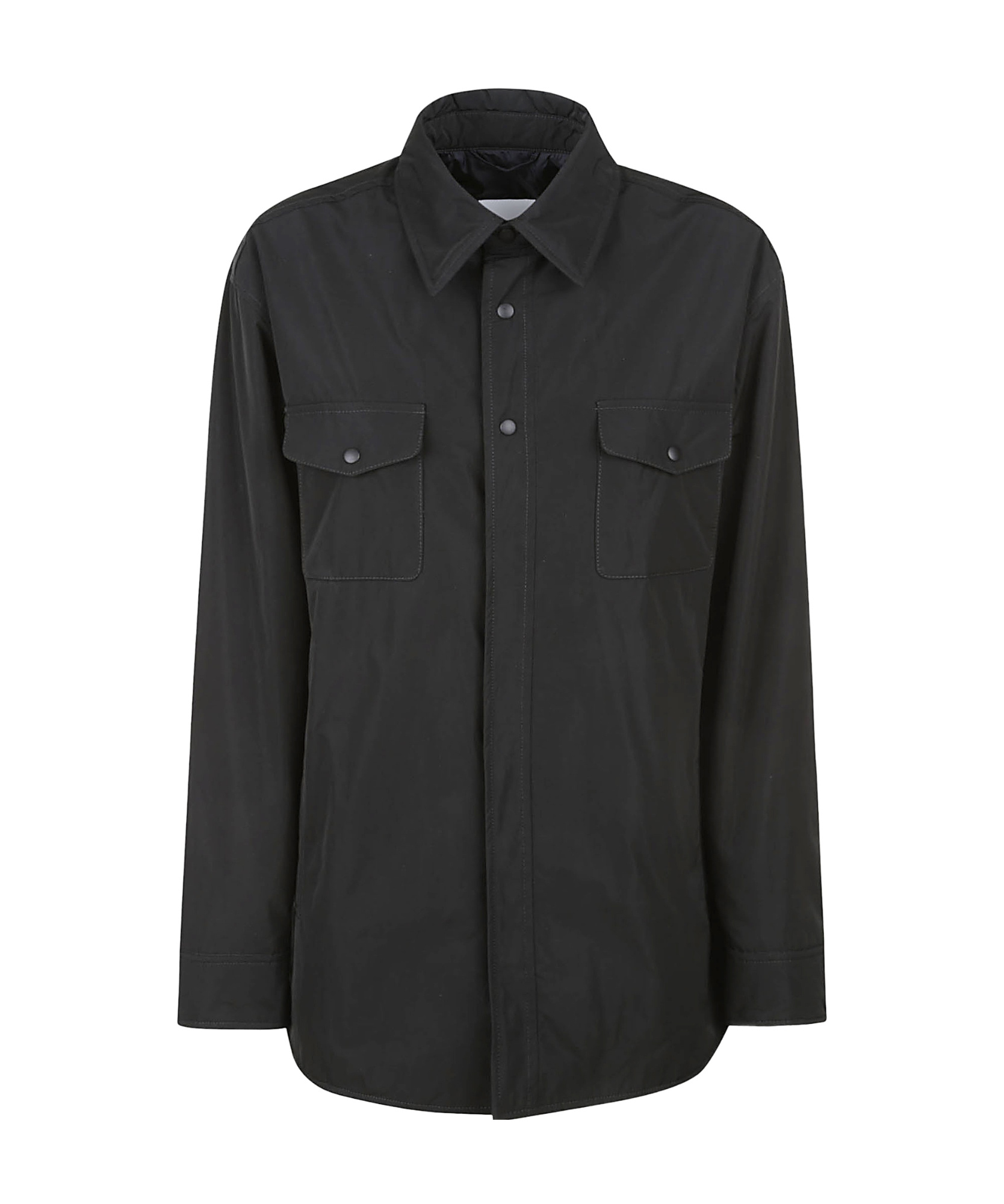 Aspesi Patched Chest Pocket Two-buttons Shirt In Black