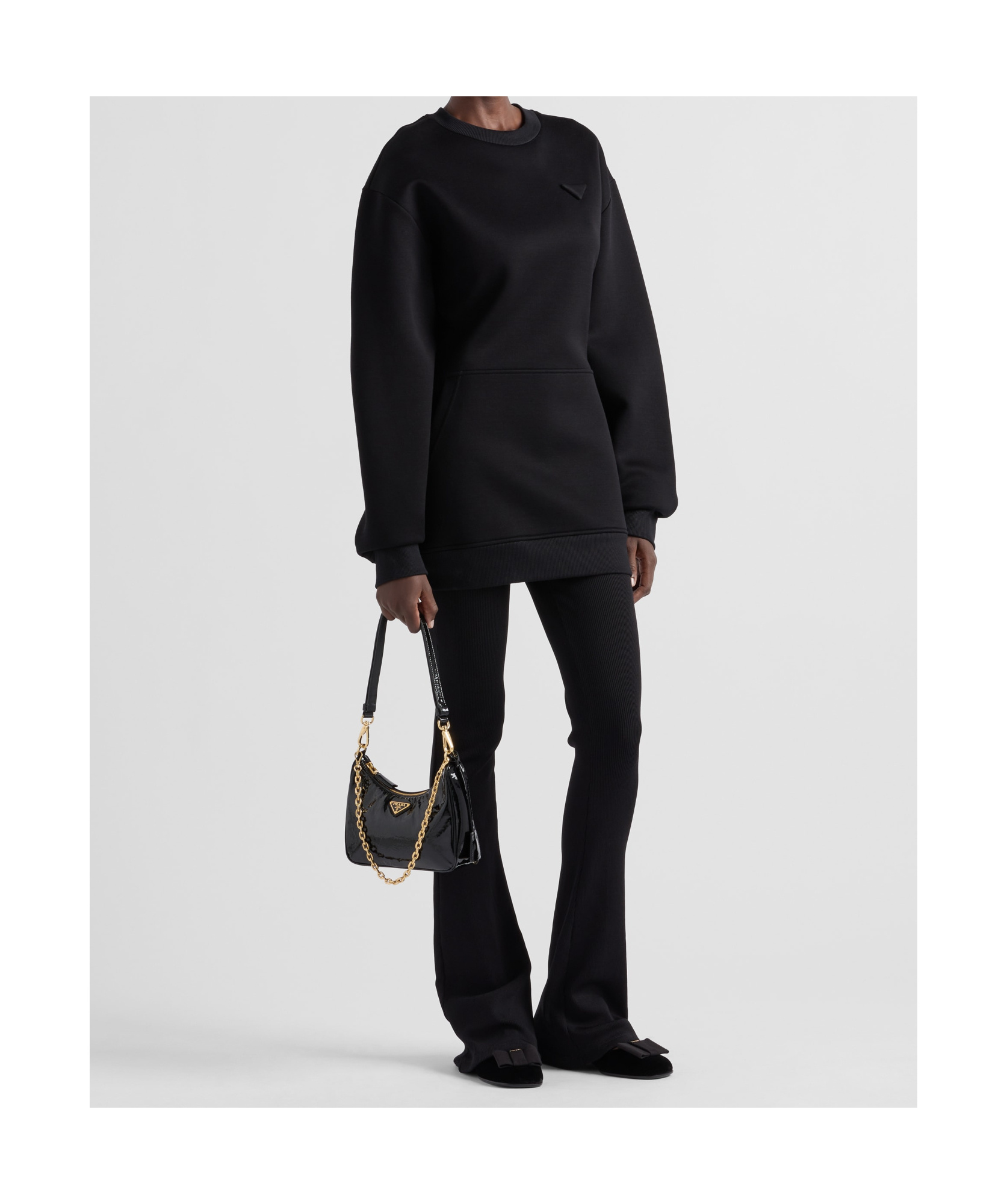 Prada Women Logo Sweatshirt Dress In Black