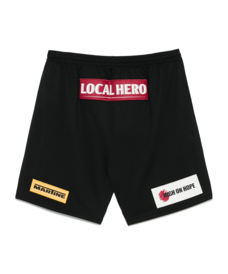 Martine Rose Tech Jersey Football Shorts Patches In Black