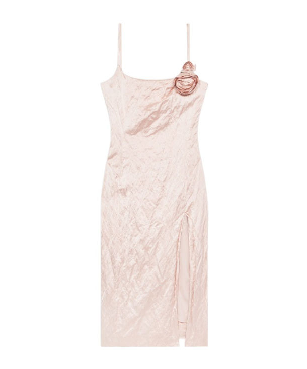 Blumarine Midikleid In Knitteroptik Mit 3d-rosen In Pink
