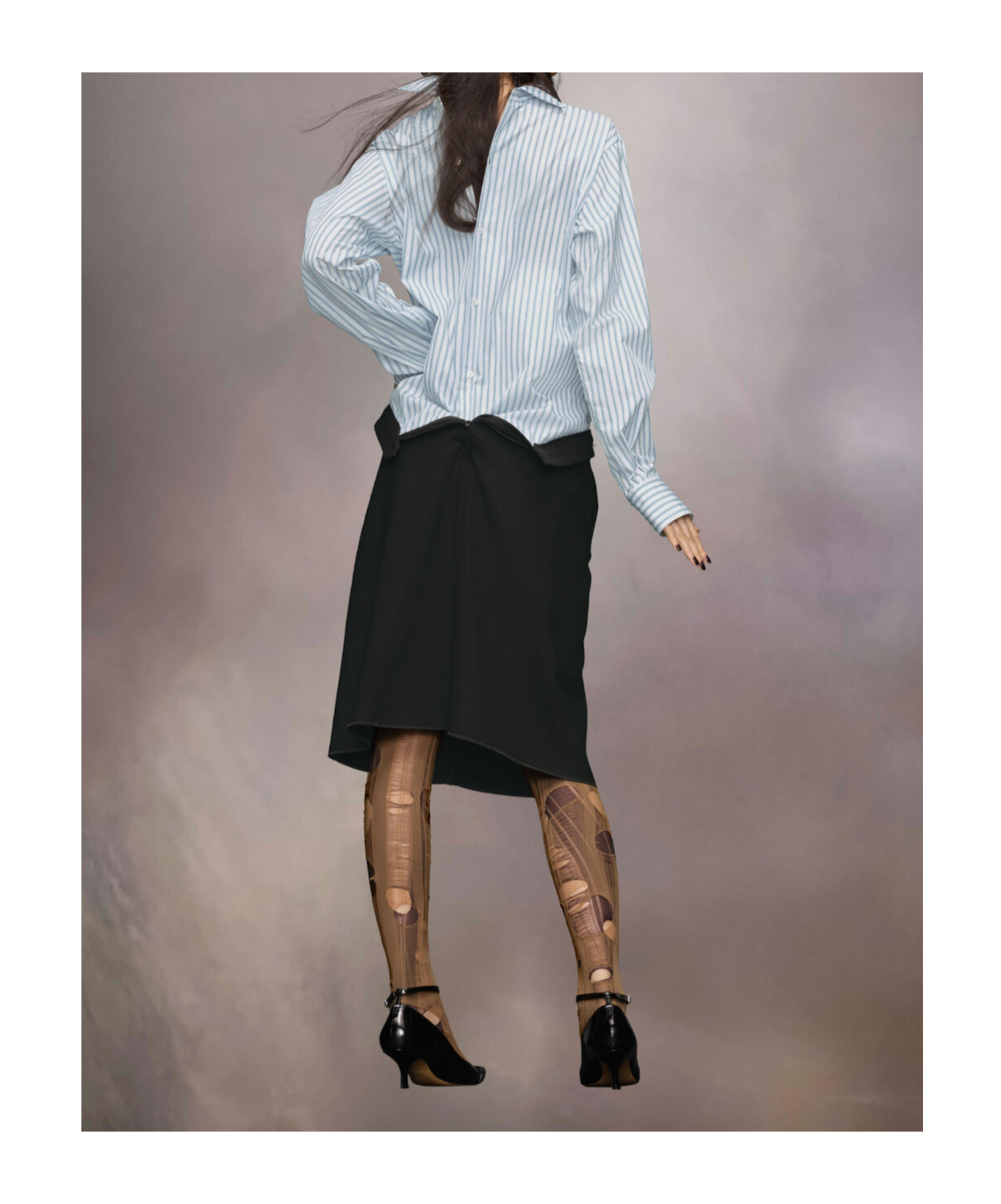 Maison Margiela Striped Cotton Shirt In Black