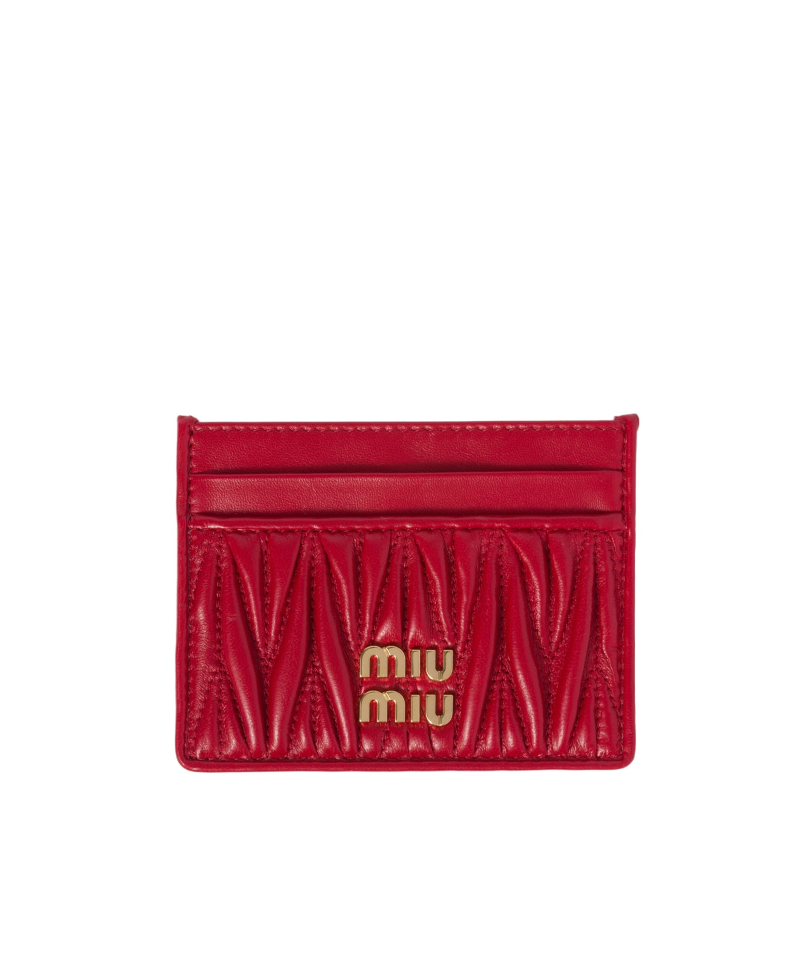 Miu Miu Matelassé Nappa Leather Card Holder In Red