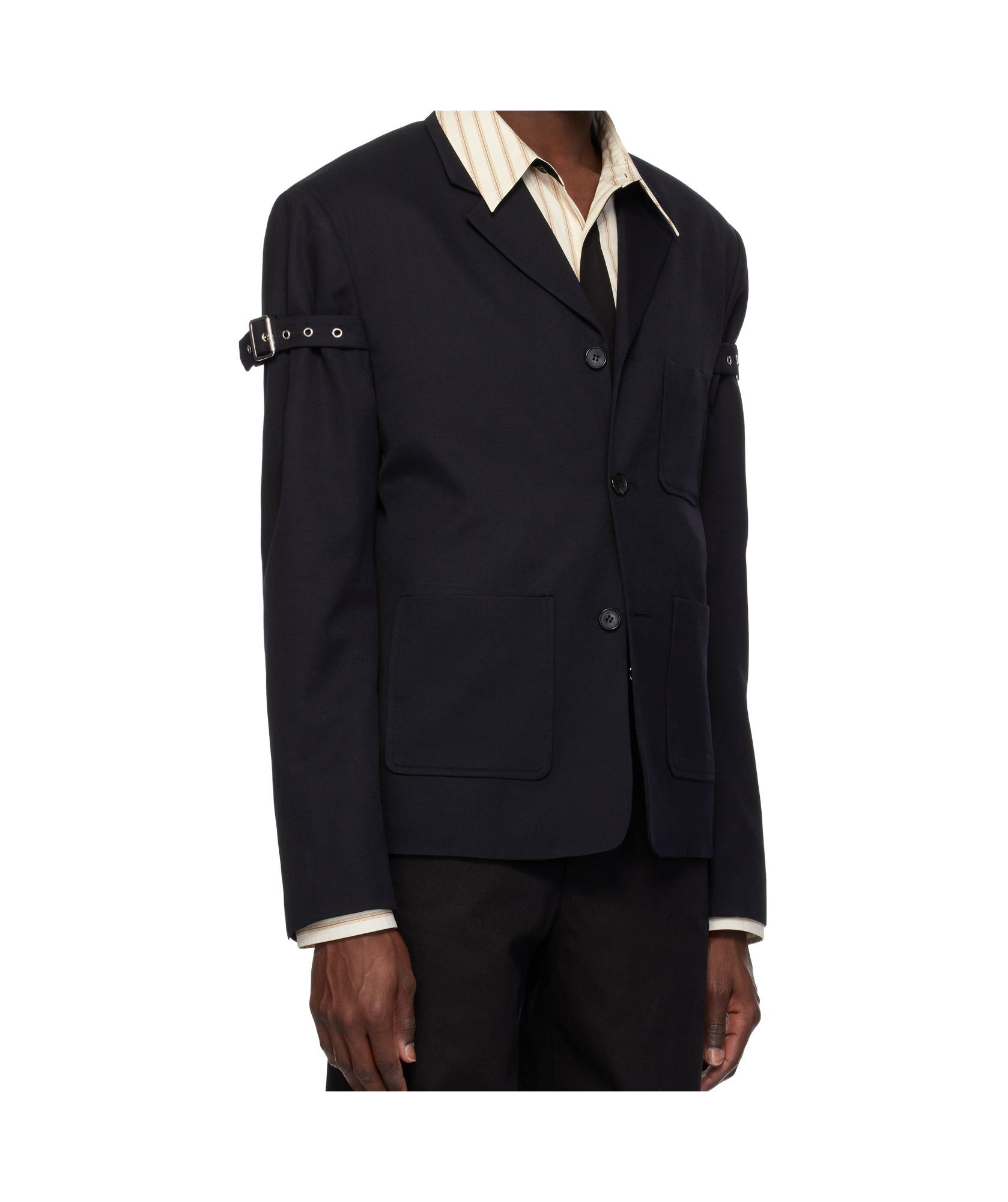 We11 Done Lapel Long-sleeved Suit Jacket In Black