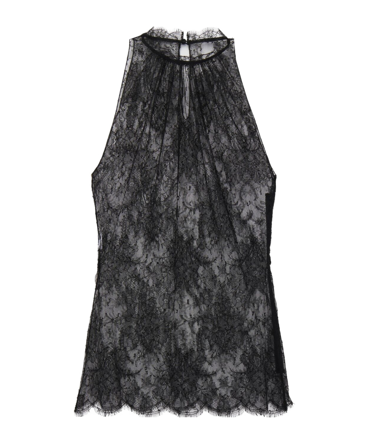 Alexander Mcqueen Mcqueen Sleeveless Sheer Floral Lace Top In Black