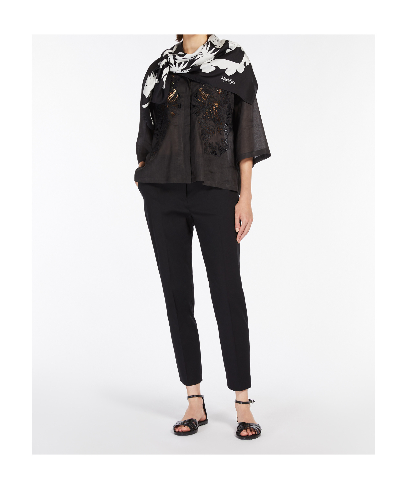 Max Mara Studio Legno Ramie Shirts In Black