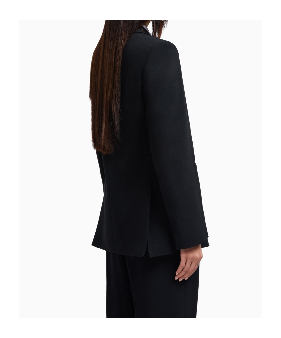 Emporio Armani Single-breasted Blazer In Envers Satin With Jeu De Cartes Detail In Black