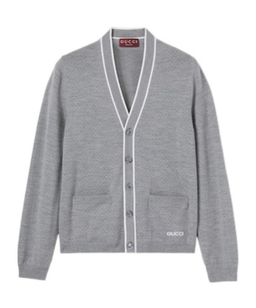 Gucci V-necked Cardigan Front Pockets In Gray