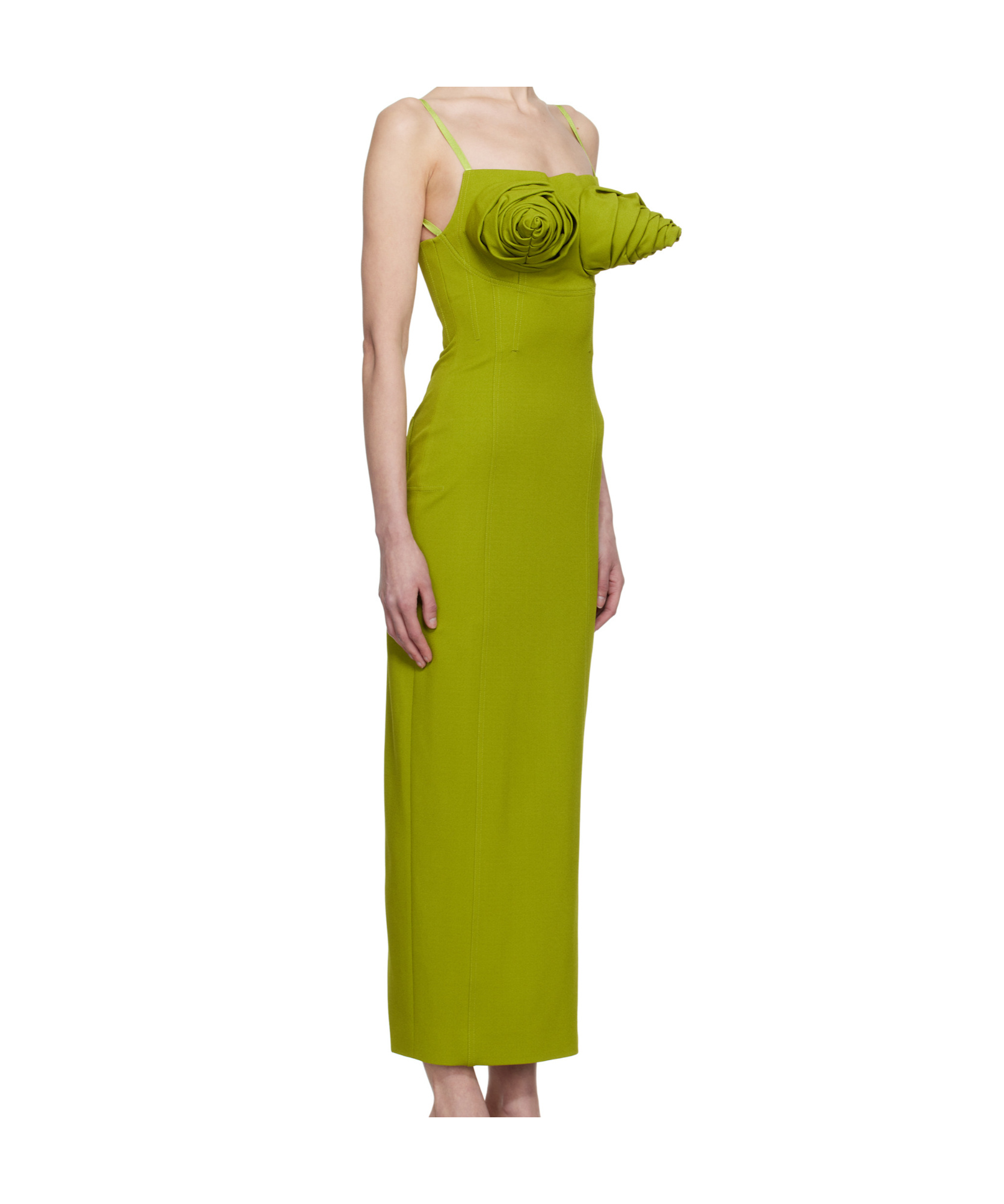 Shop Jean Paul Gaultier Rose-embellished Midi Dress In Green