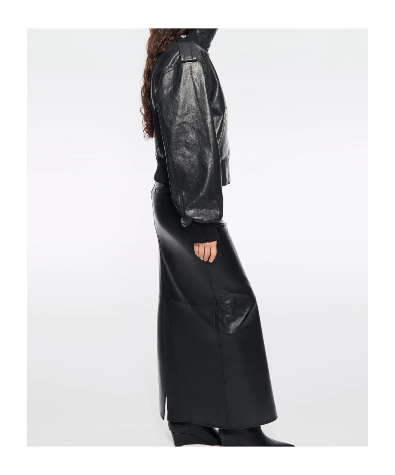 Stand Studio Long-sleeved Leather Jacket In Black