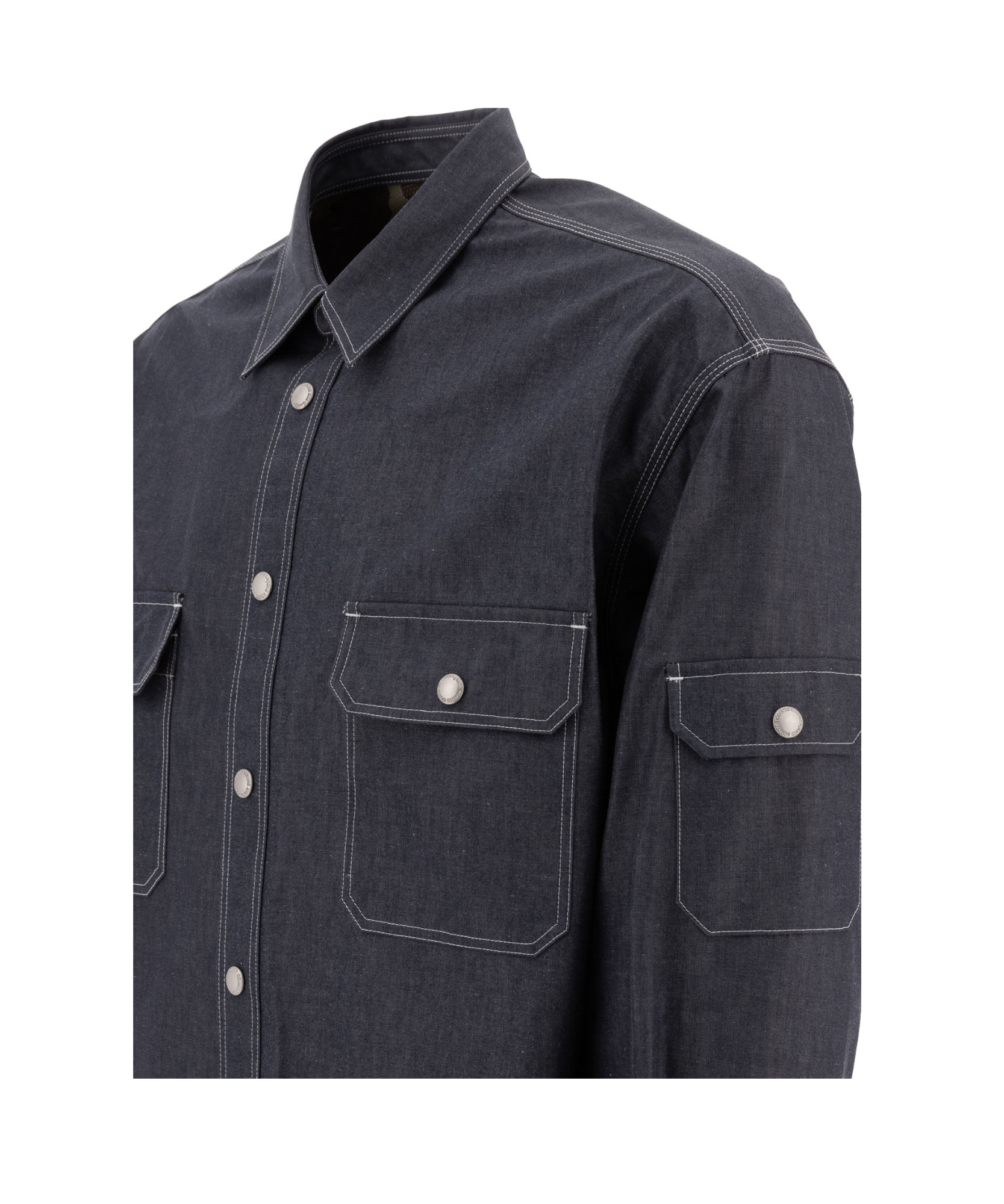Comme Des Garçons Relaxed-fit Denim Overshirt With Contrast Stitching In Black