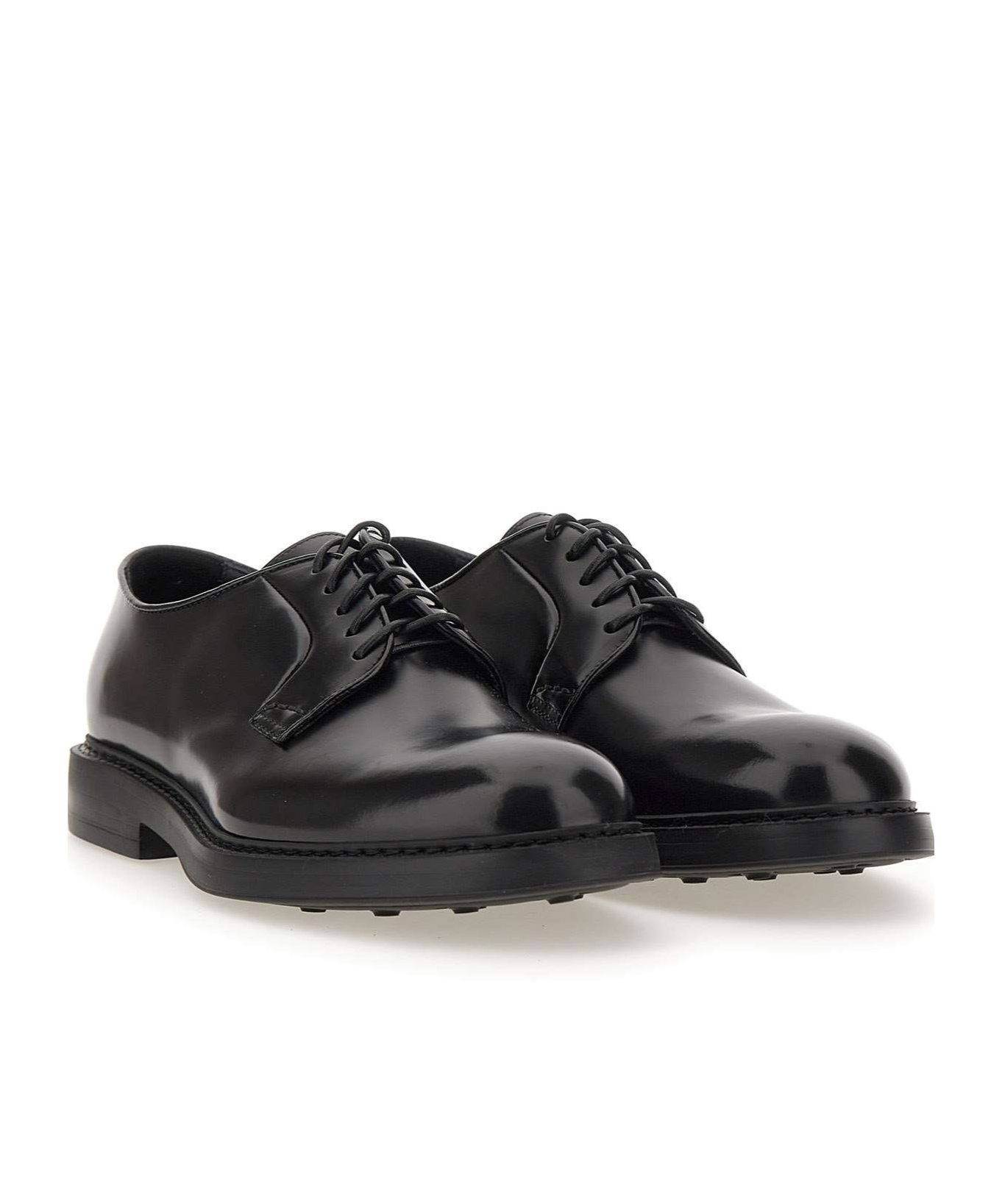 Doucal's Almond-toe Leather Derby Shoes In Black