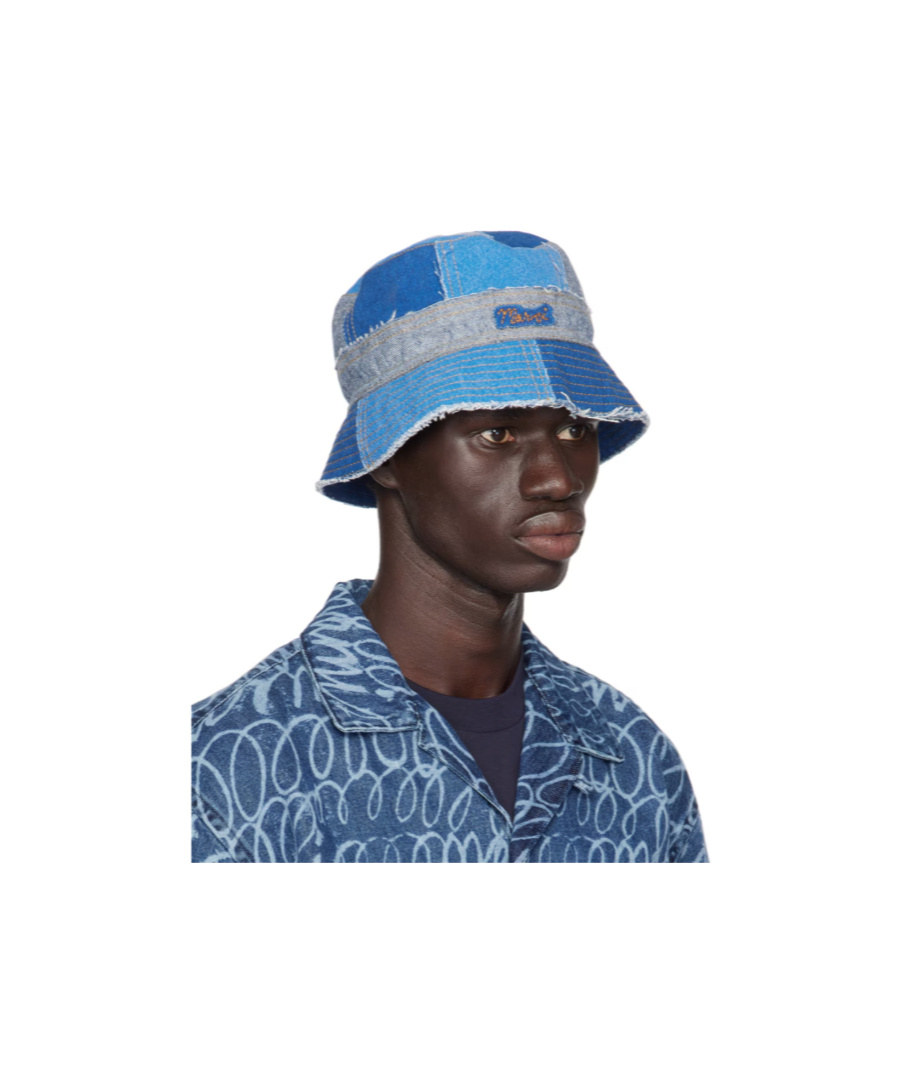 Marni Blue Patchwork Denim Bucket Hat In Blue