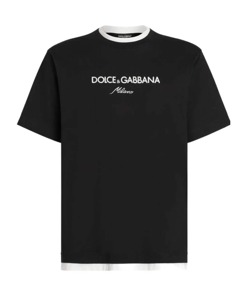 Dolce & Gabbana Logo-embroidered Layering Cotton T-shirt In Black