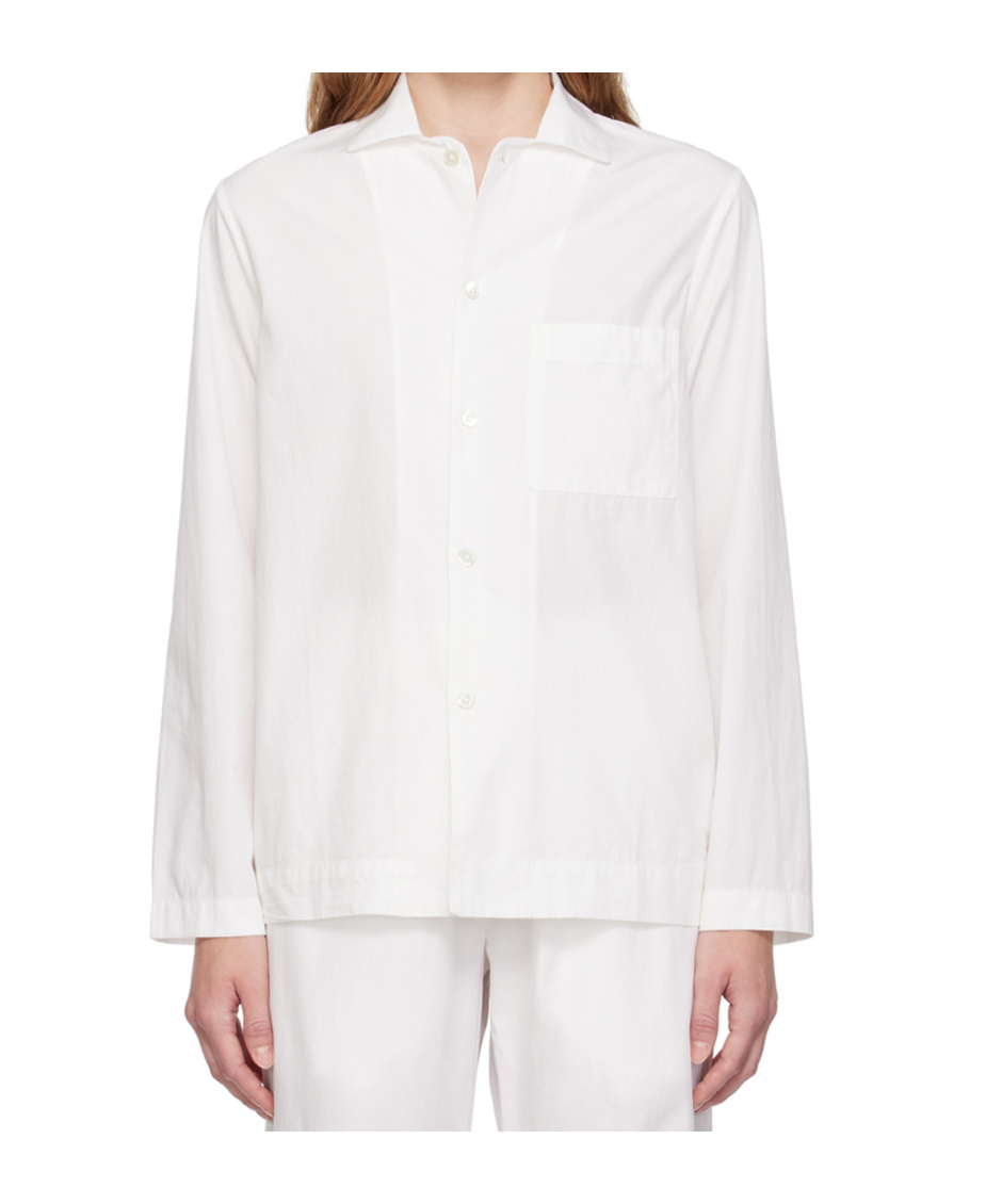 Tekla Buttoned Poplin Pajama Shirt In White
