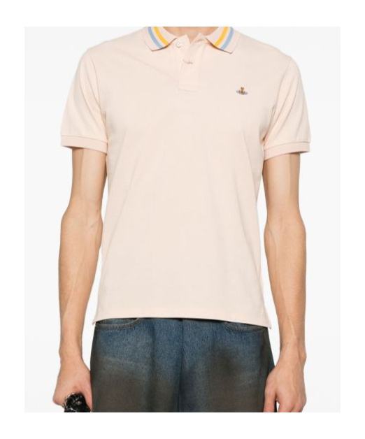 Vivienne Westwood Short Sleeve Polo Shirt With Stripe Detailing In Nude