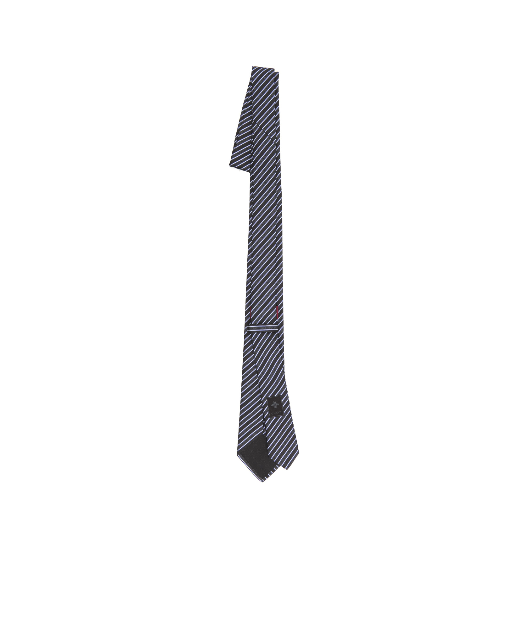 Gucci Striped Diagonal Silk Tie With Small Logos In Black