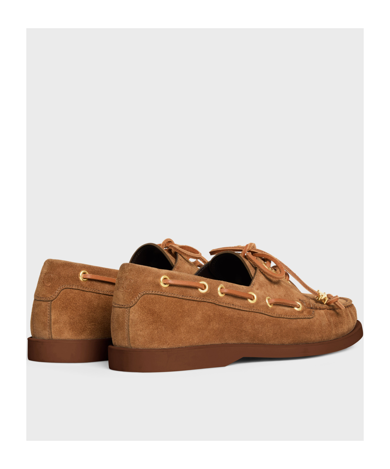 Celine Bateau Cowhide Suede Lace-up Shoes In Deep Hawksbill
