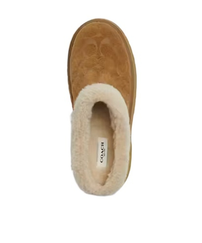 Coach Monogram Suede Mules In Brown