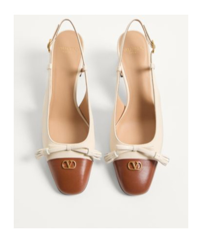 Valentino Leather Valet Du Roi Slingback Heels 60 In Nude