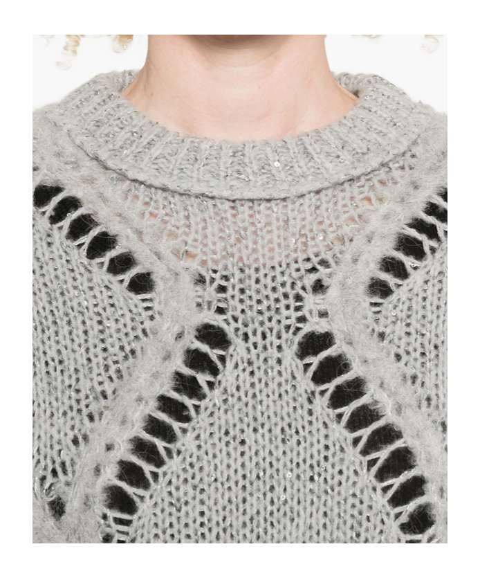 Antonelli Openwork Knit Sweater In Gray