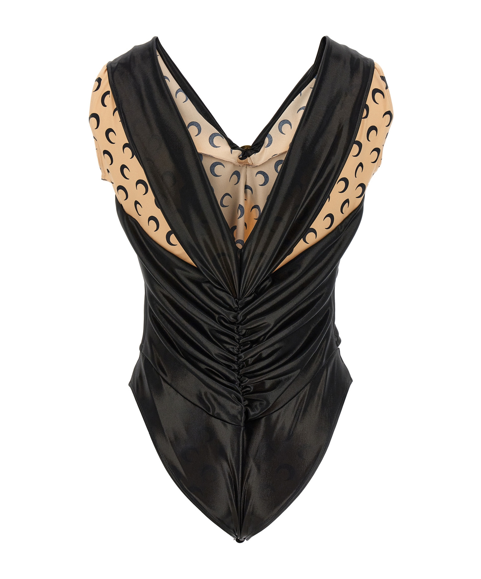 Marine Serre Draped Viscose Bodysuit In Black