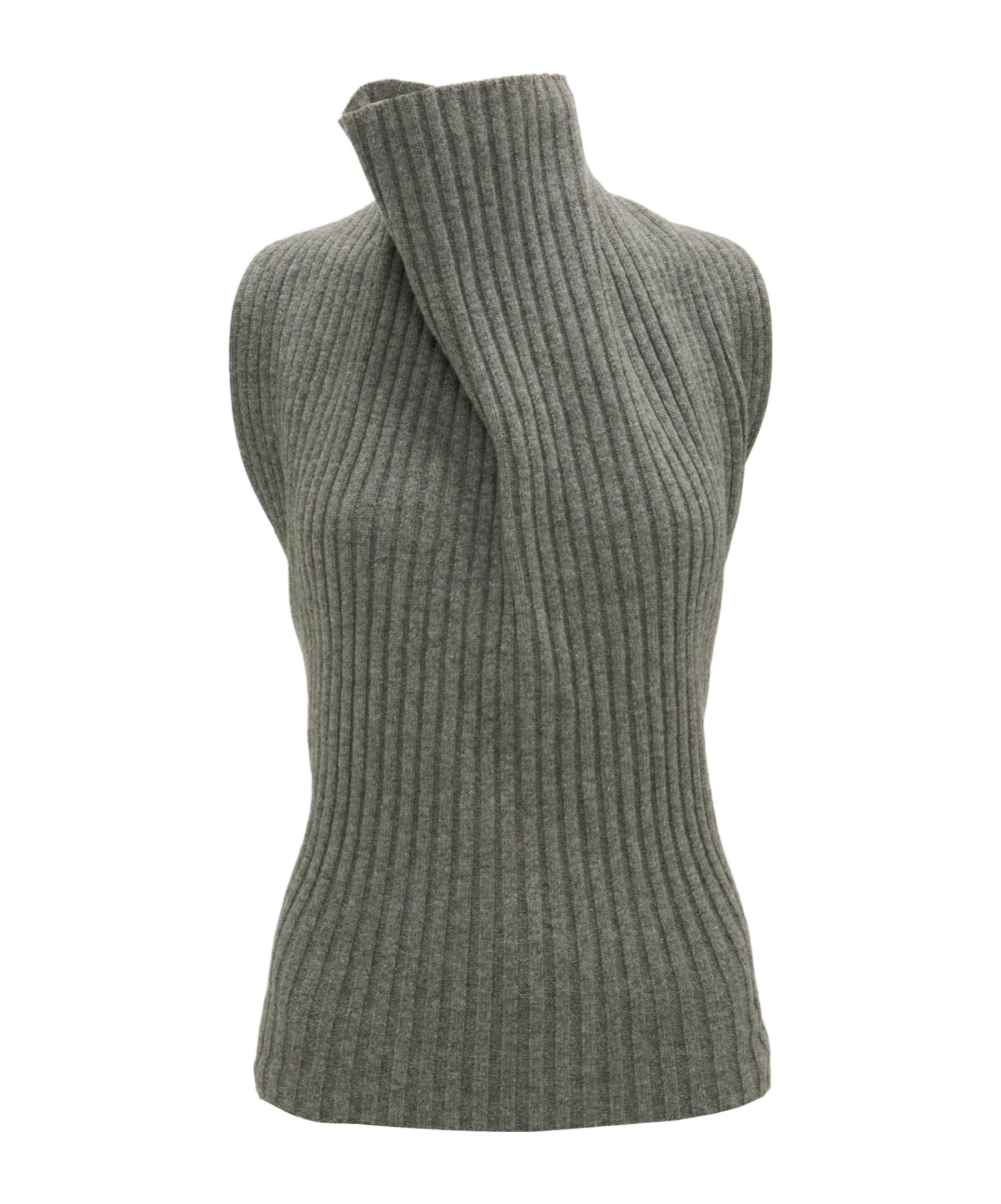 Victoria Beckham Draped Ribbed-knit Wool-blend Top In Green