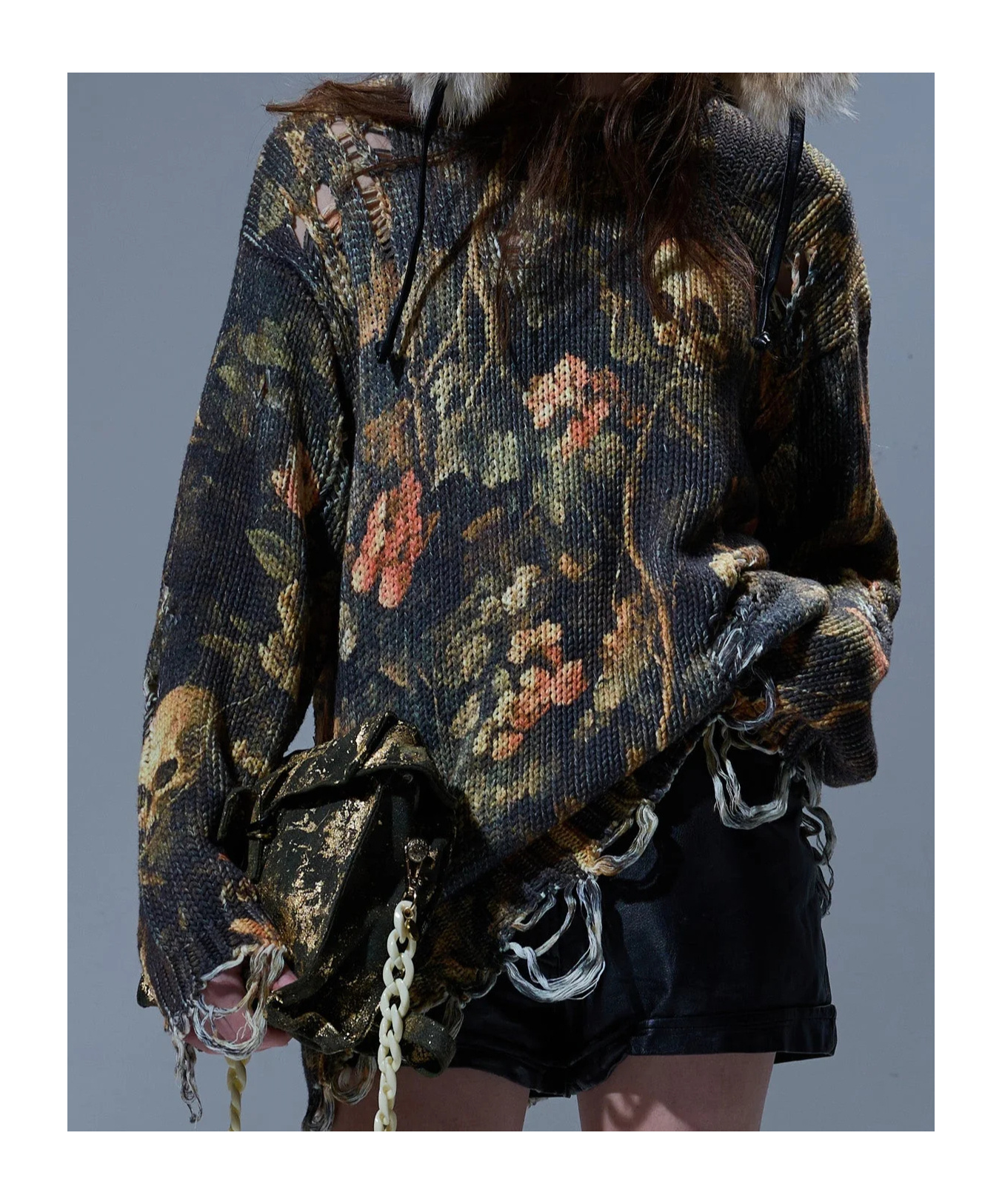 R13 Graphic-print Distressed Jumper In Multi