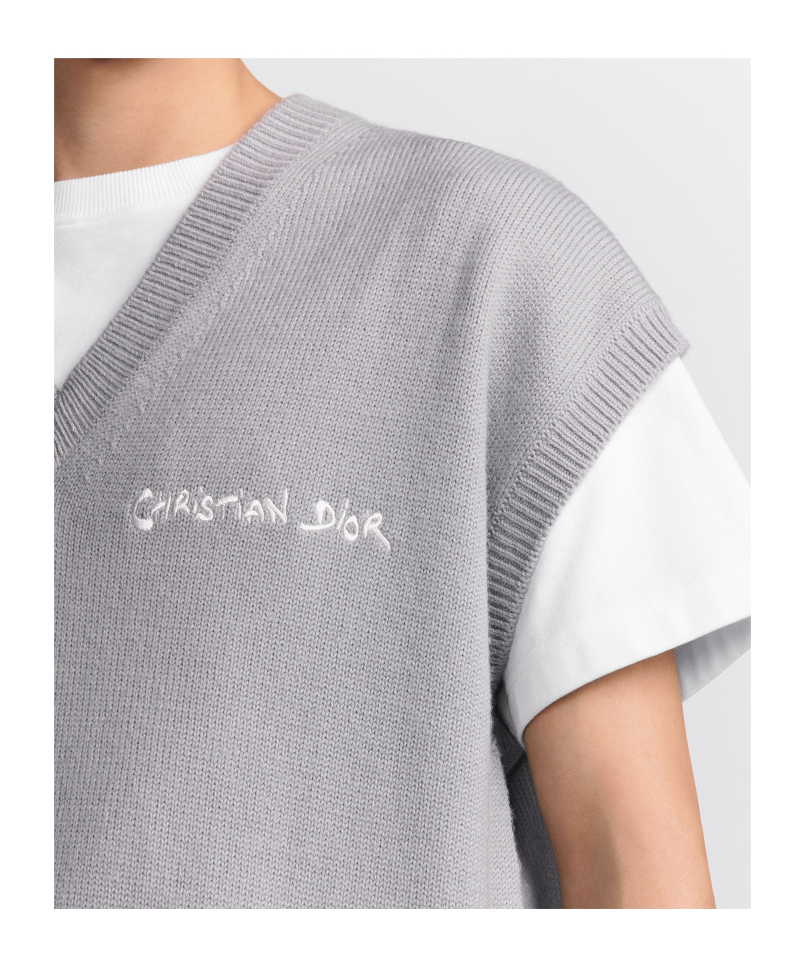 Dior Logo Wool Vest In Gray