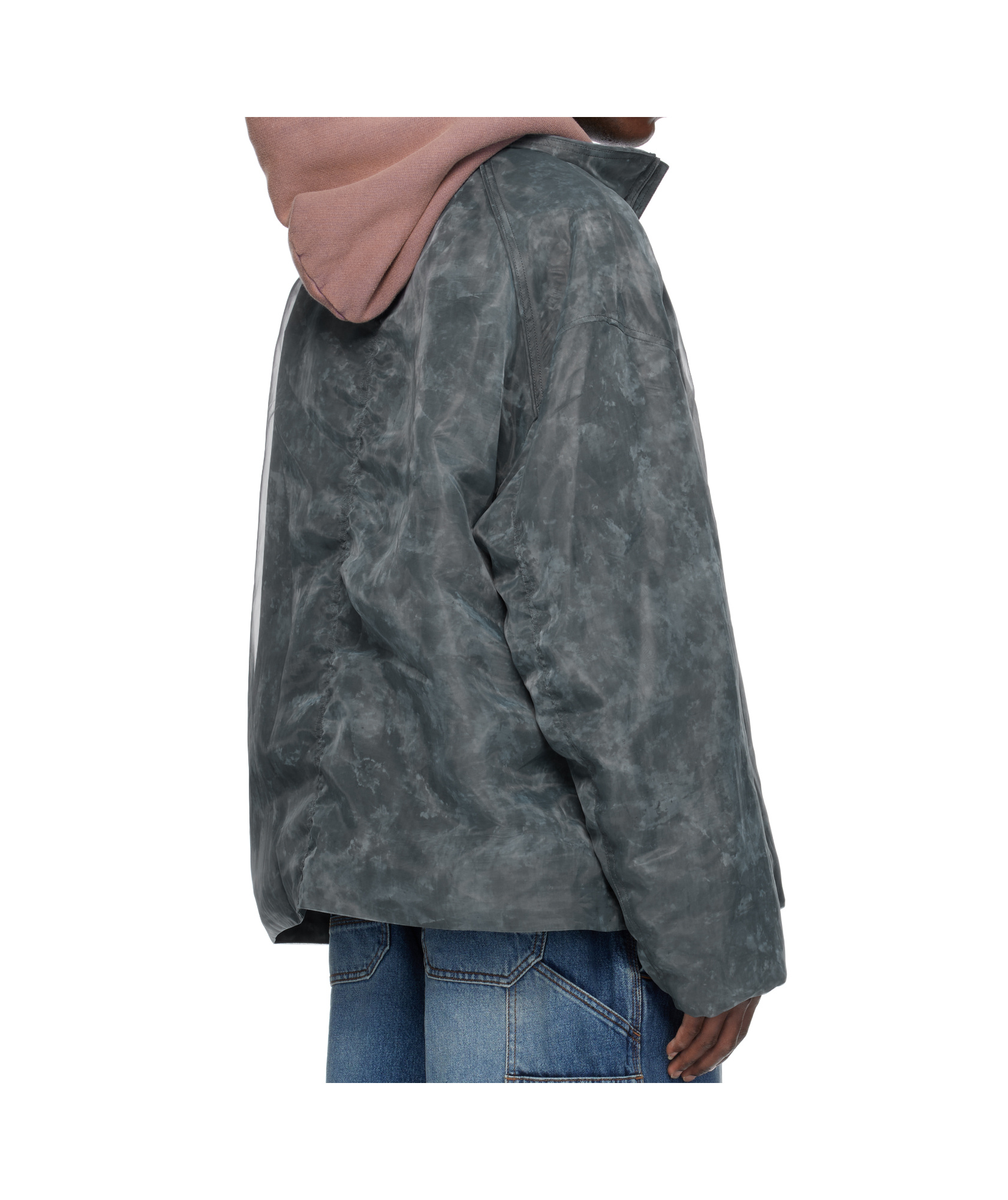 Juunj Gray Organza Padded Jacket In Black