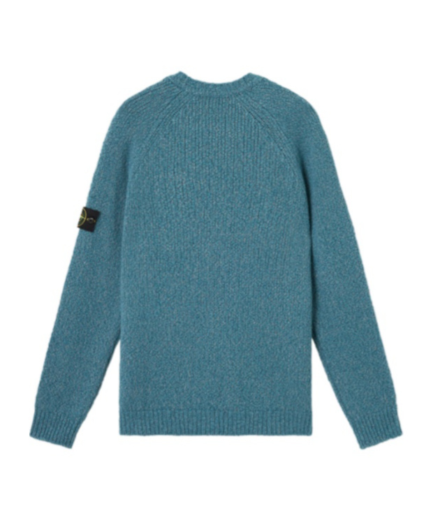 Stone Island Crewneck Sweater With Raglan Sleeves In Blue