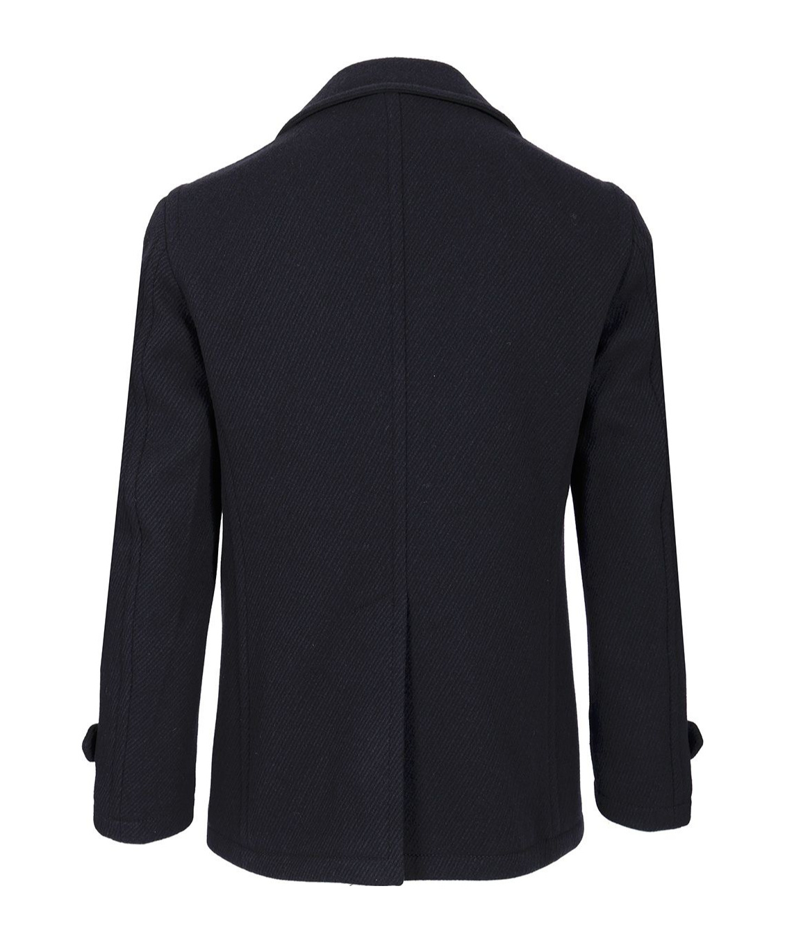 Tagliatore Black Double-breasted Coat With Wide Notched Revers In Blue
