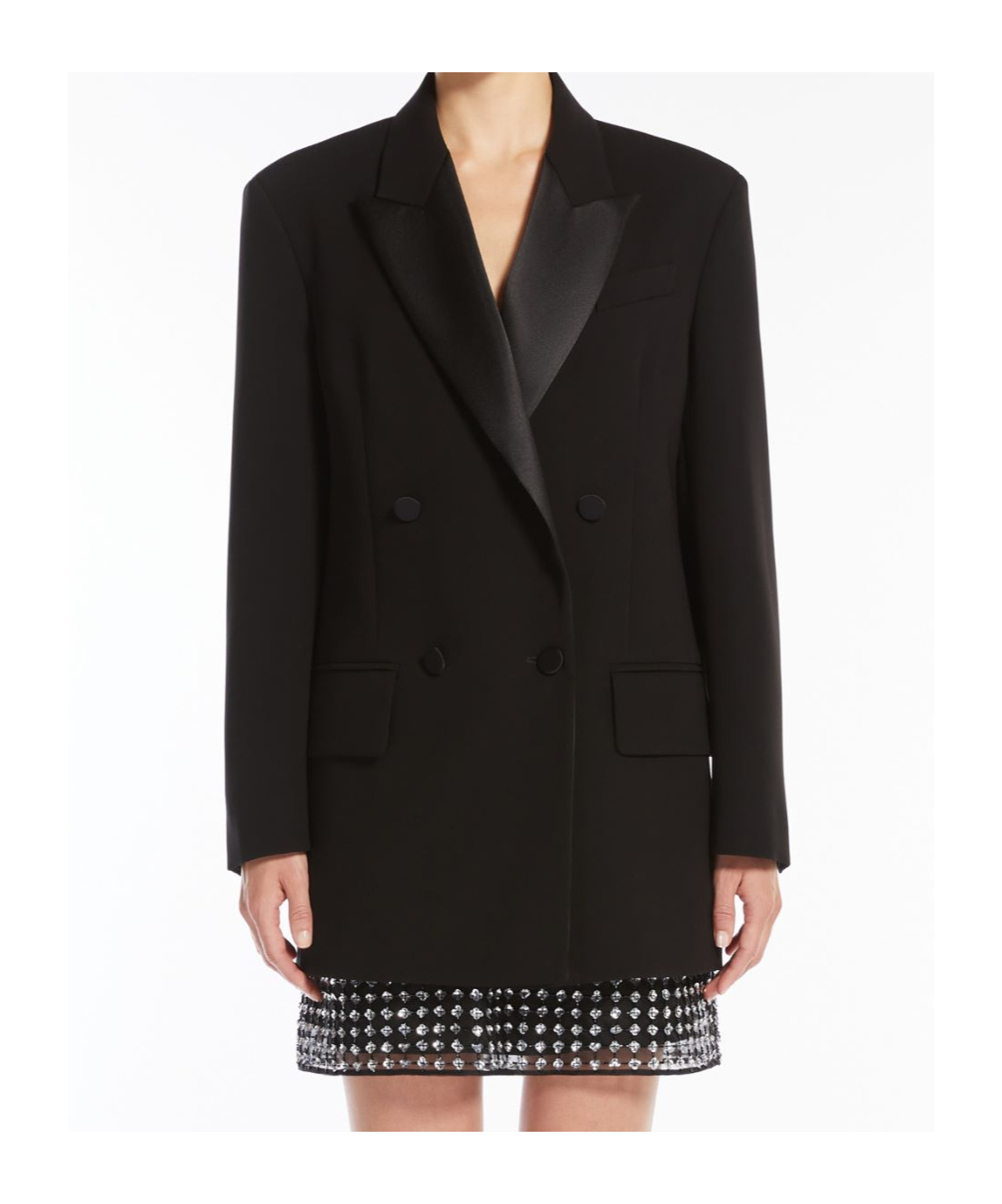 Max Mara Double-breasted Cady Blazer In Black
