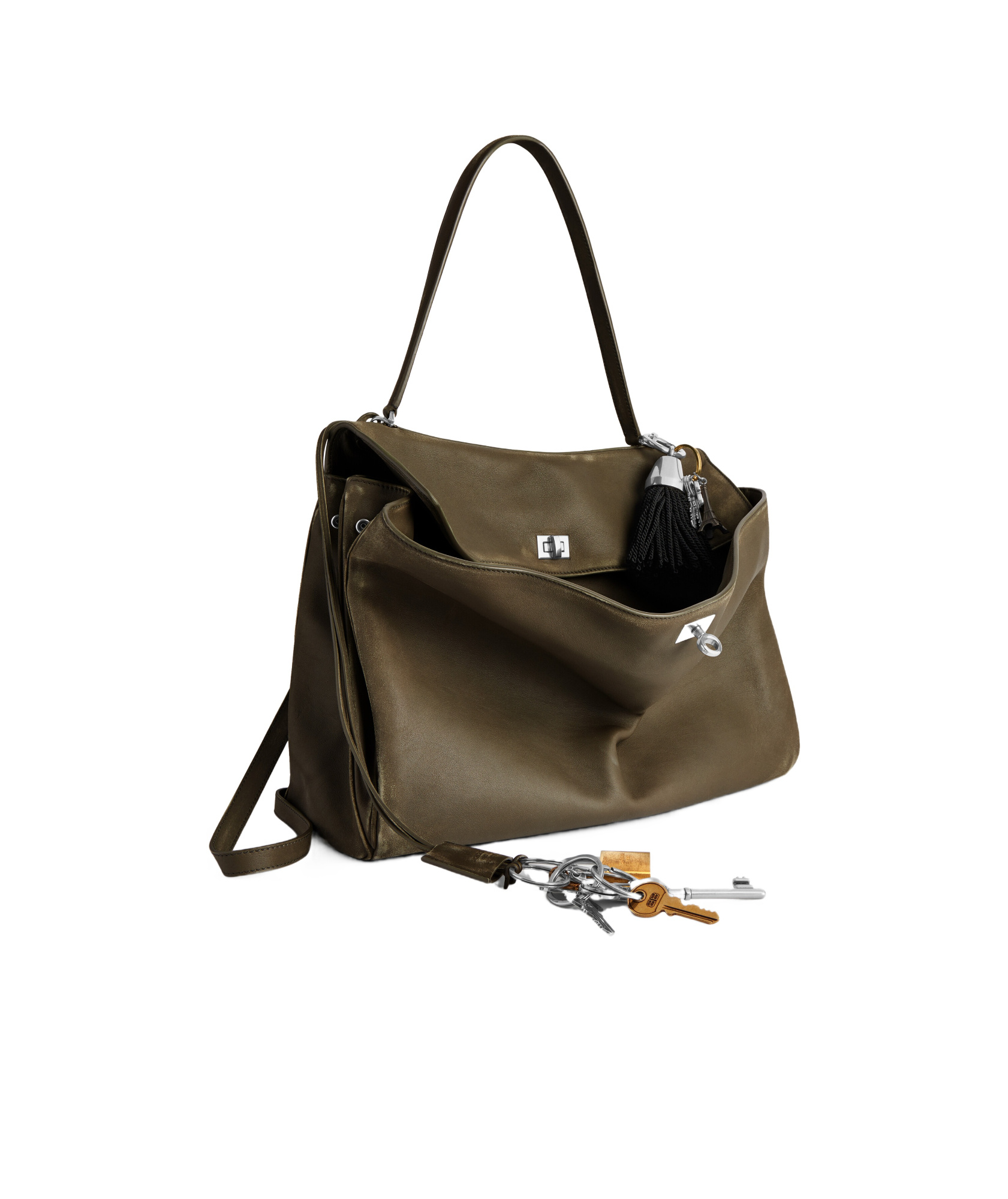 Balenciaga Large Rodeo Shoulder Bag In Dark Green