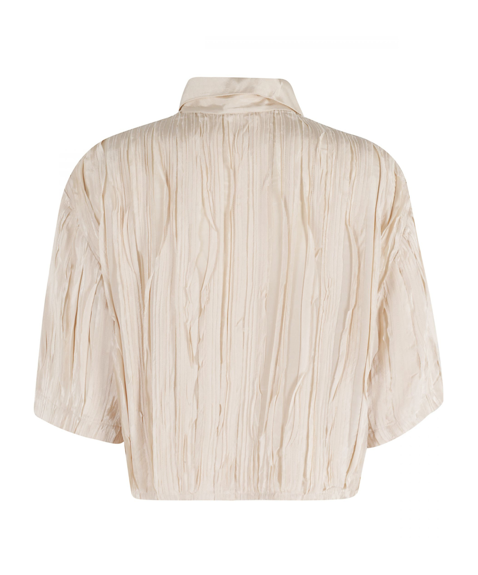 Alysi Cropped Origami-inspired Boxy Shirt With Classic Collar In Neutral
