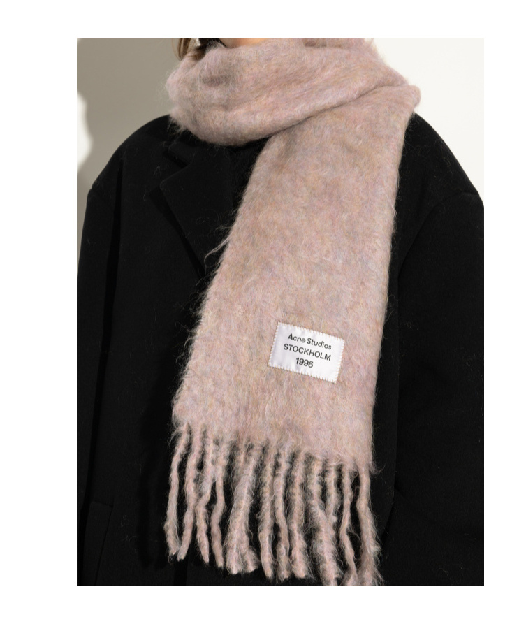Acne Studios Pink Wool Scarf With Logo In Brown