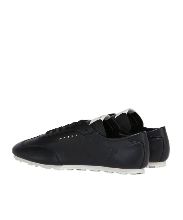 Marni Leather Low-top Sneakers And Contrasting Sole In Black