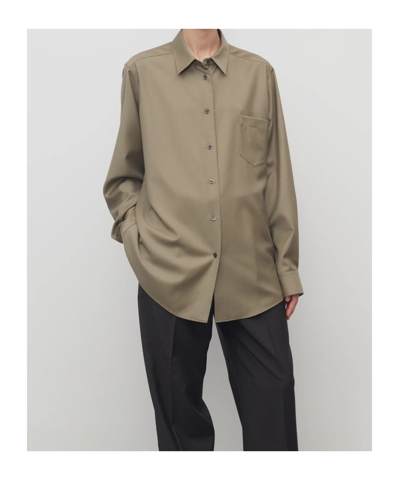 The Row Pino Virgin Wool Cady Shirt In Brown