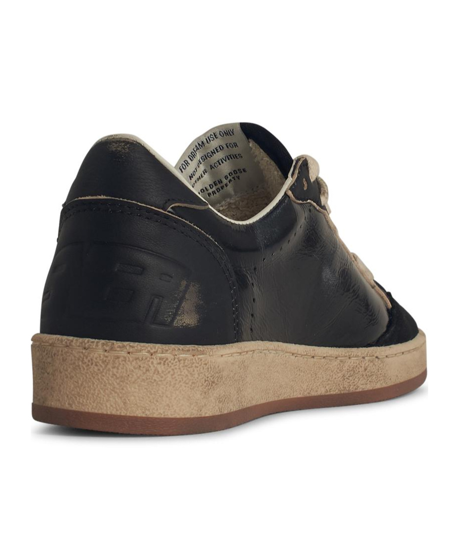 Golden Goose Ballstar Mixed Leather Low-top Sneakers In Black
