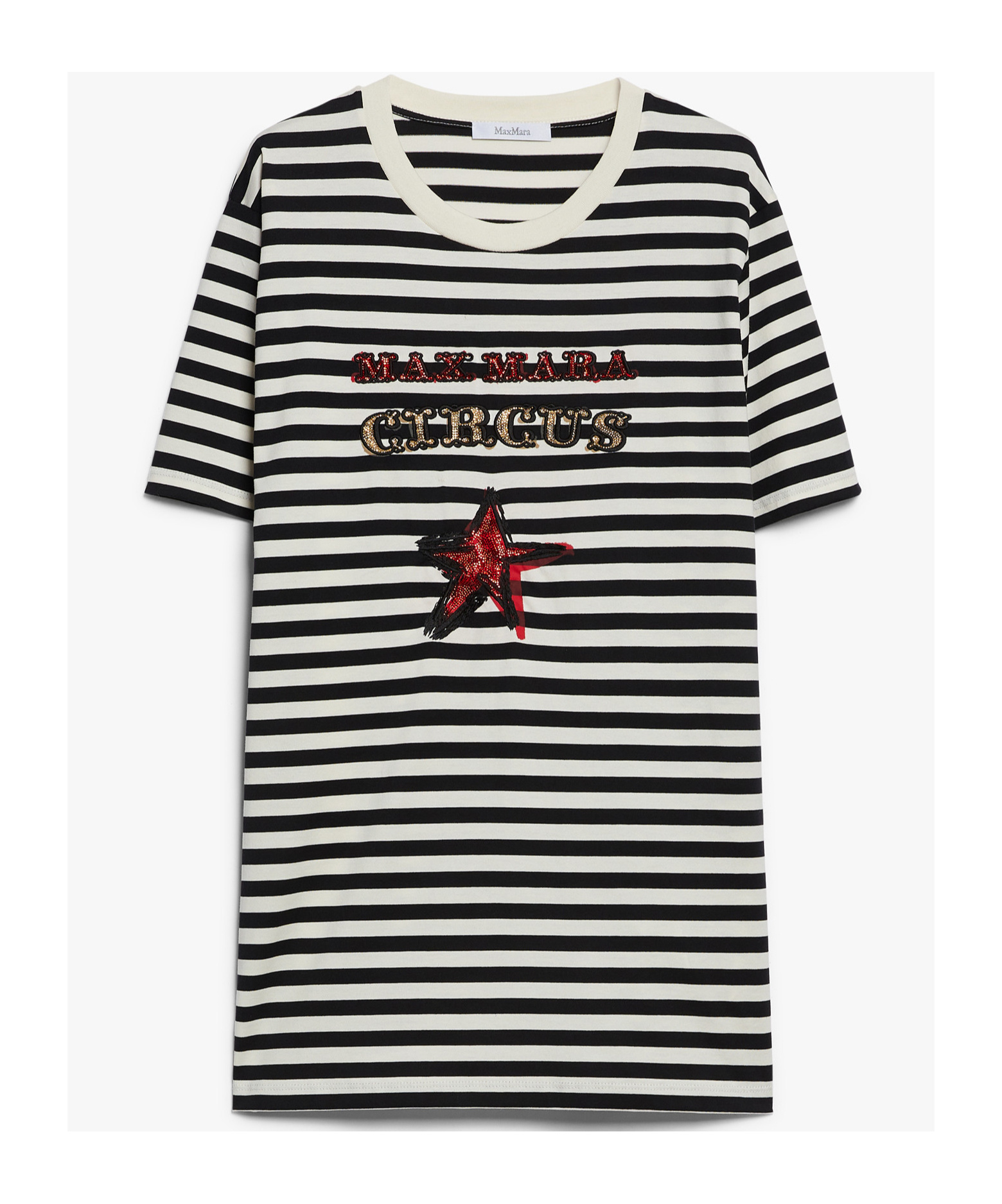 Max Mara Cotton Embellished T-shirt In Black