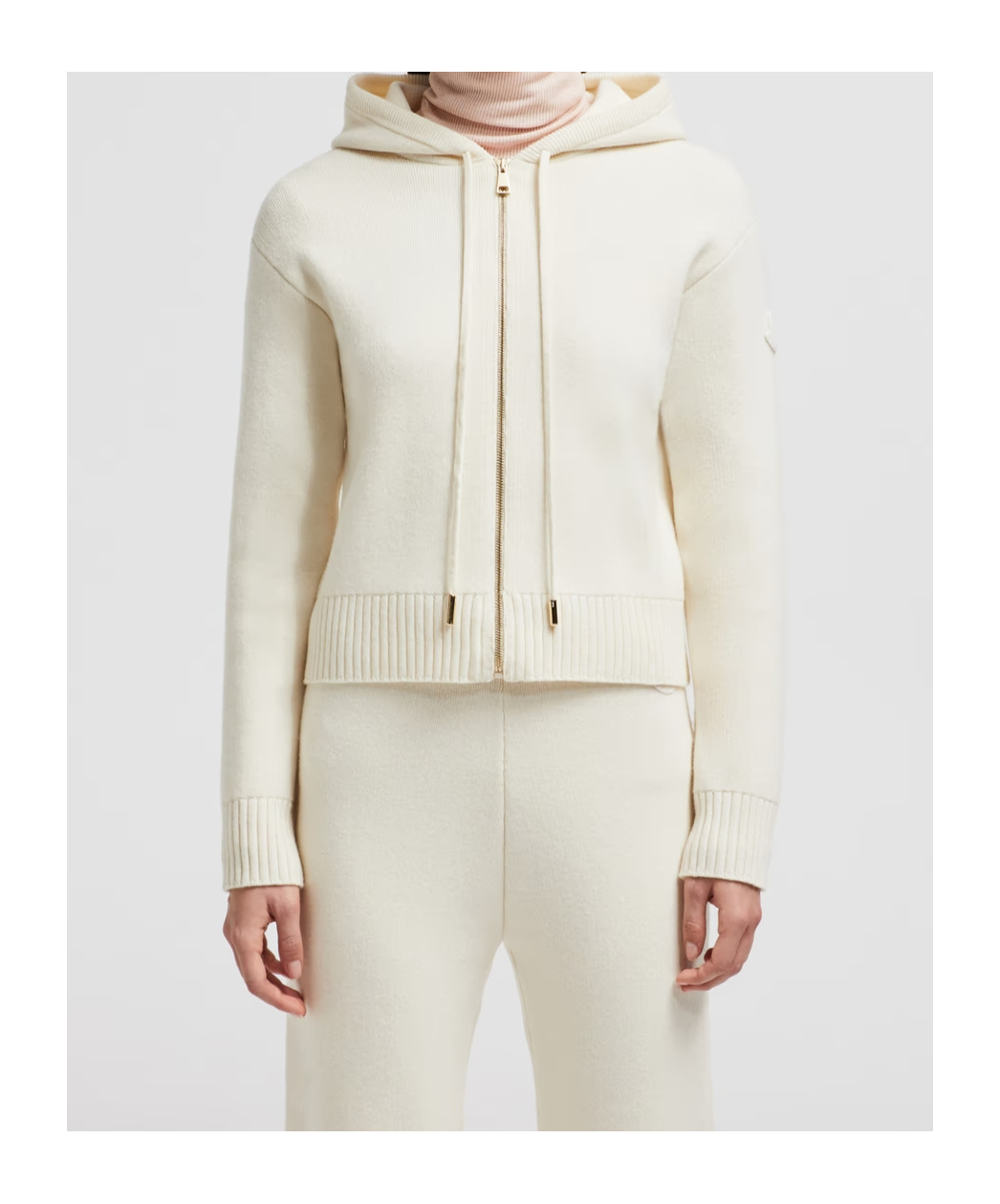 Moncler Long-sleeved Hoodie In White