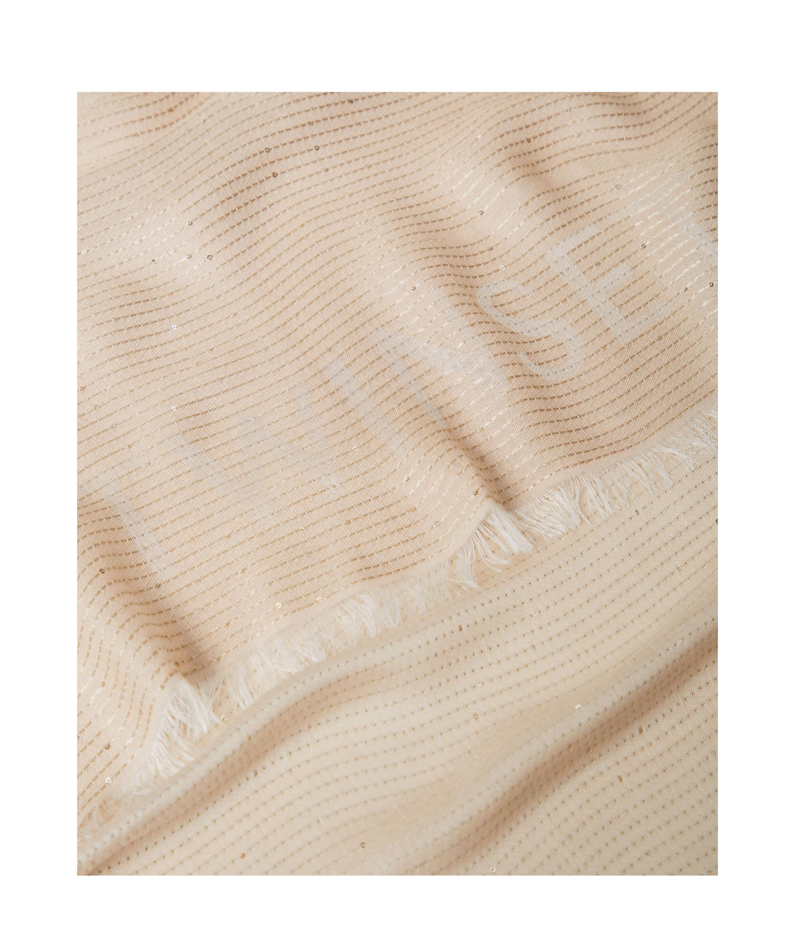 Twinset Sequined Jacquard Scarf In Nude