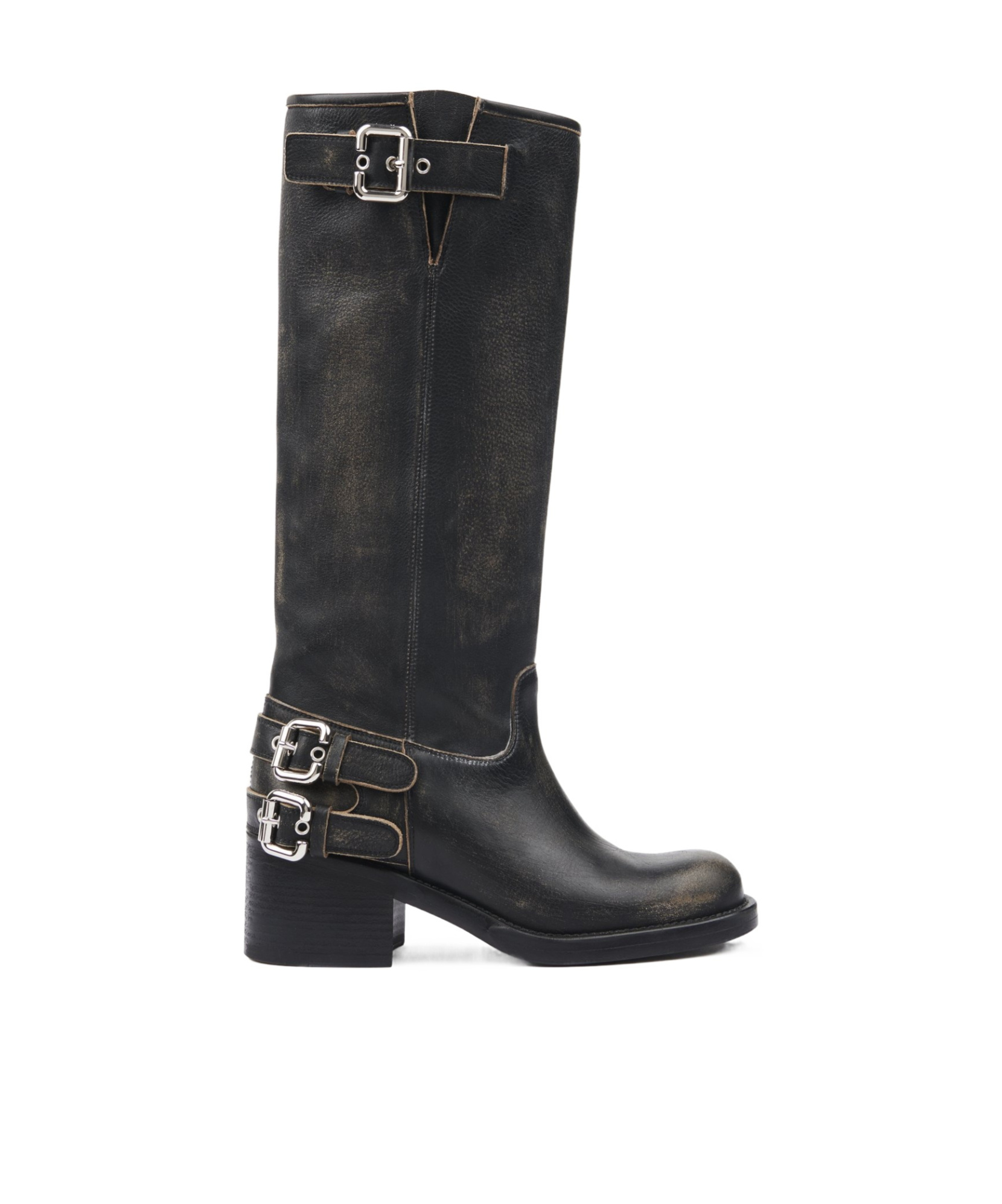 Chloé New Bikers Buckled Textured-leather Boots In Black