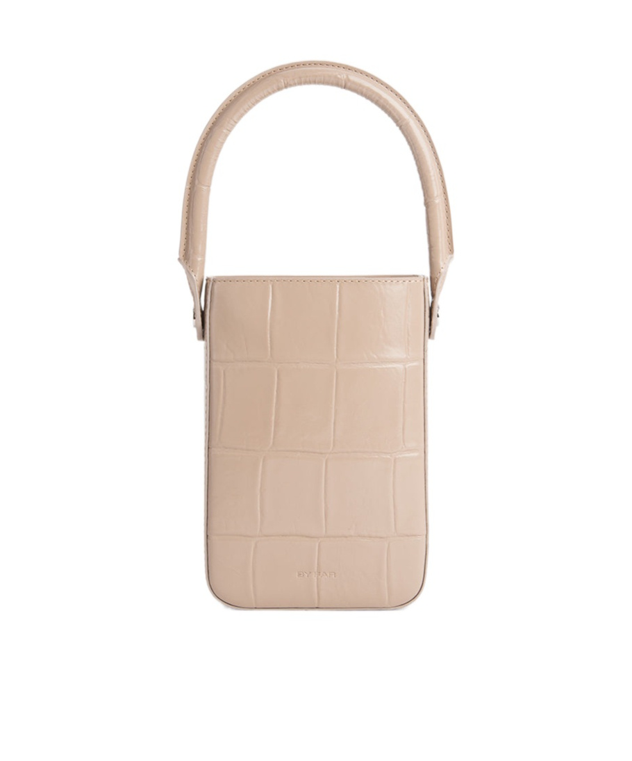 By Far Embossed Clutch Bag In Nude