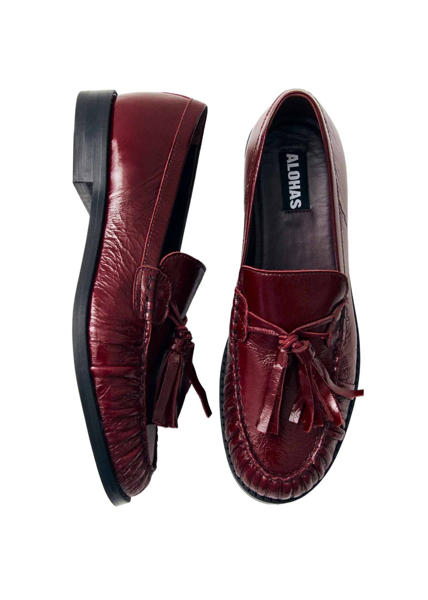 Alohas Marietta Leather Loafers In Burgundy