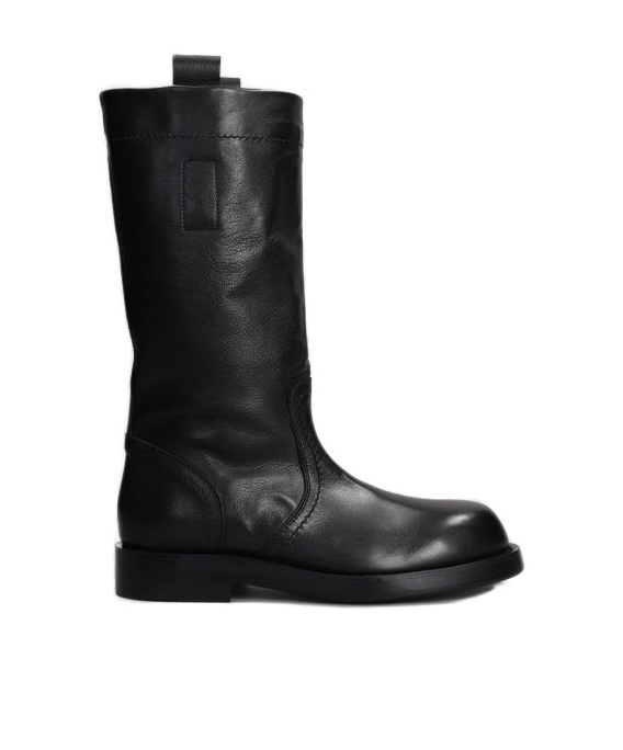 Ann Demeulemeester Bente Low Heels Boots In Black Leather In Black