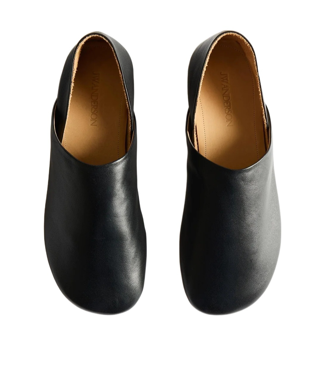 Jw Anderson Babouche Flat Leather Mules Round Toe In Black