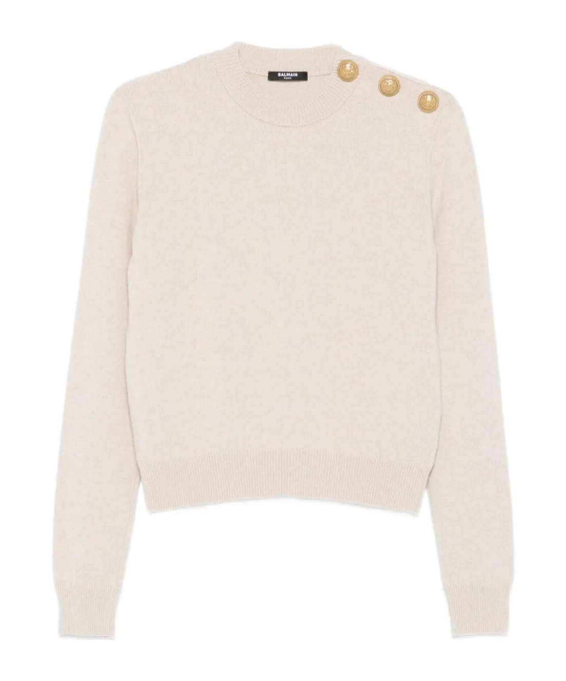 Balmain Eco-cashmere Button Sweater Sweaters And Cardigans Beige In White