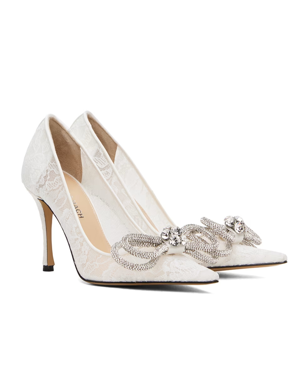 Mach&mach Pointed Bow High Heels In White